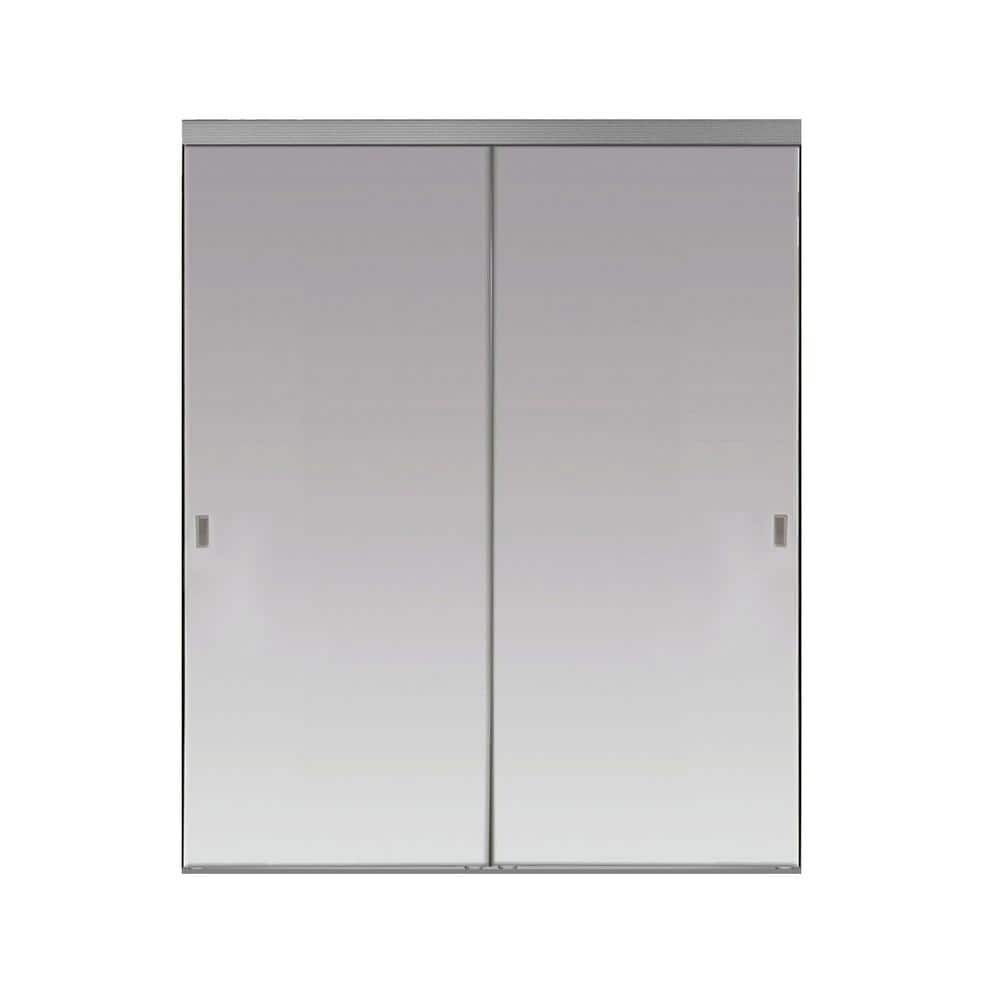 90 in. x 80 in. Beveled Edge Backed Mirror Aluminum Frame Interior Closet Sliding Door with Chrome Trim price history on PriceWatchPro