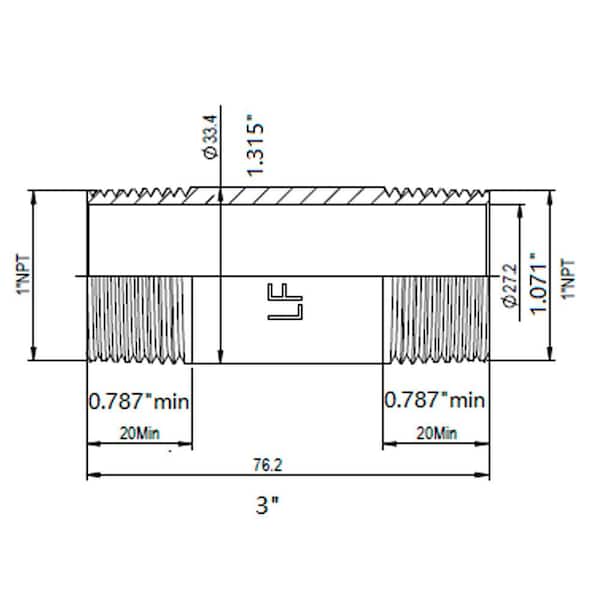 1 in. x 3 in. MIP Brass Nipple Fitting