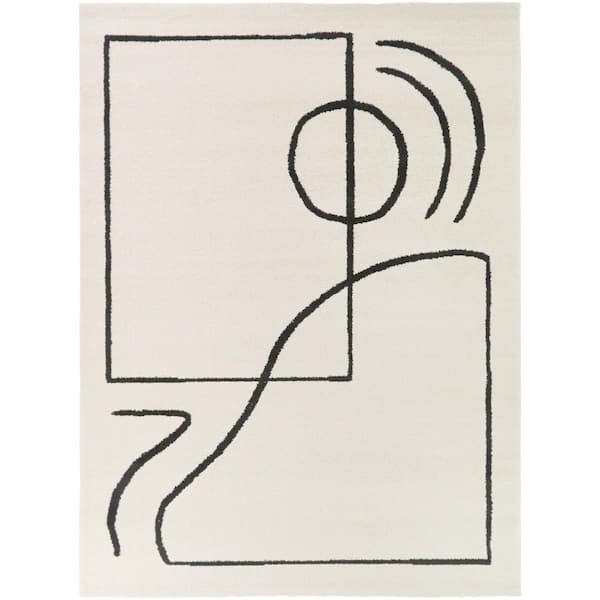 Dorrien Cream/Black 8 ft. x 10 ft. Abstract Geometric Area Rug