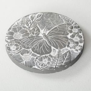 11 in. x 11 in. x 1 in. Round Cement Butterfly Stepping Stone