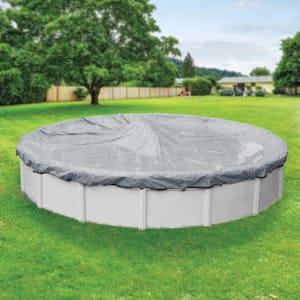 Ultra 15 ft. Round Dove Gray Solid Above Ground Winter Pool Cover