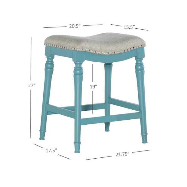 Powell Company Collins Big and Tall Teal Counter Height Stool with Padded Saddle Seat HD1395C19T The Home Depot