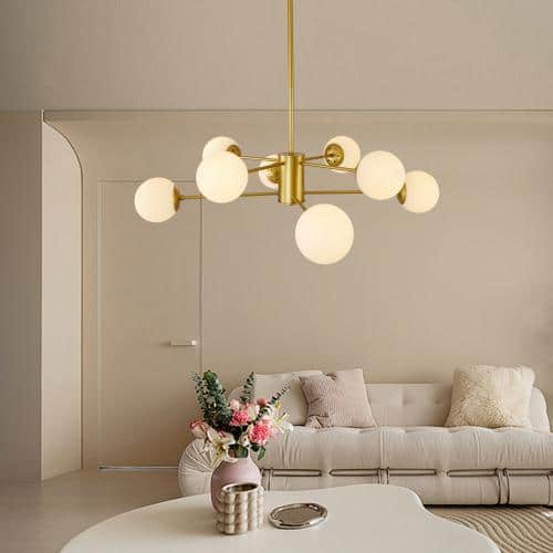 Lukyamzn 8-Light Gold Metal Branching Ceiling Light Chandelier for