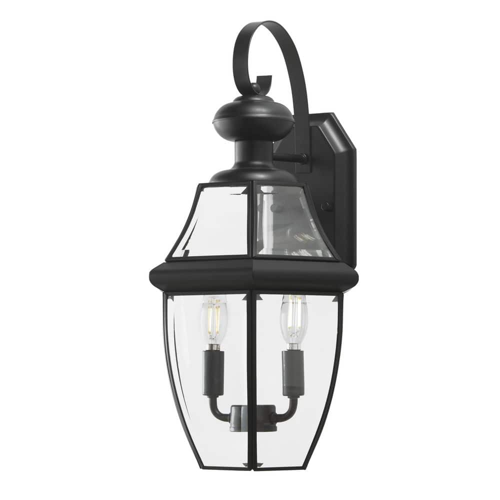 UPC 819270028375 product image for Hampton Bay Highstone 2-Light Matte Black Hardwired Outdoor Large Coach Wall Lan | upcitemdb.com