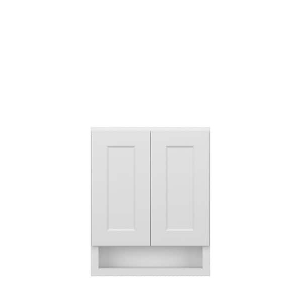 Norfolk Shaker 24 in. W x 30 in. H x 6 in. D in Painted White Plywood Assembled Bath Base Cabinet