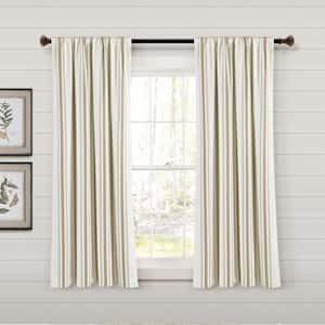 Farmhouse Stripe 42 in. W x 63 in. L Yarn Dyed Eco-Friendly Recycled Cotton Window Curtain Panels in Neutral Set