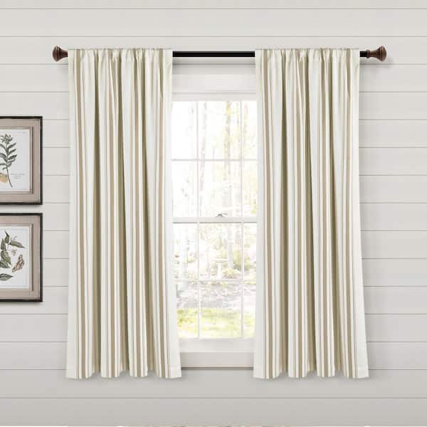 HOMEBOUTIQUE Farmhouse Stripe 42 in. W x 63 in. L Yarn Dyed Eco-Friendly Recycled Cotton Window Curtain Panels in Neutral Set