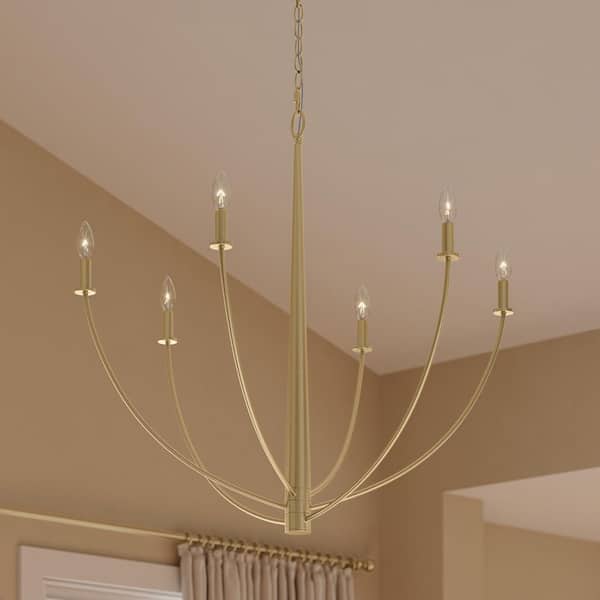 Jheni 60-Watt 6-Light Brushed Gold Large Transitional Chandelier