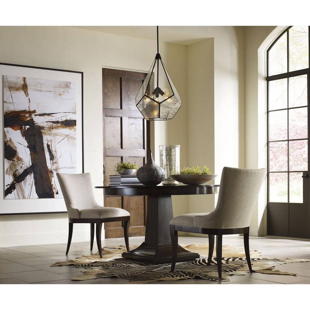 Cinq Antique Bronze Geometric 3-Light Pendant with Glass Panels