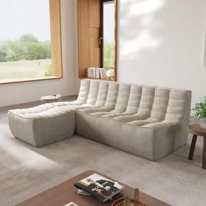 82.68 in. Armless 2-piece Linen Polyester Modular Free Combination Lazy Sectional Sofa in. Khaki