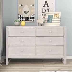 47.8 in. W x 18.9 in. D x 30 in. H Antique White Plywood Linen Cabinet with 6-Drawers