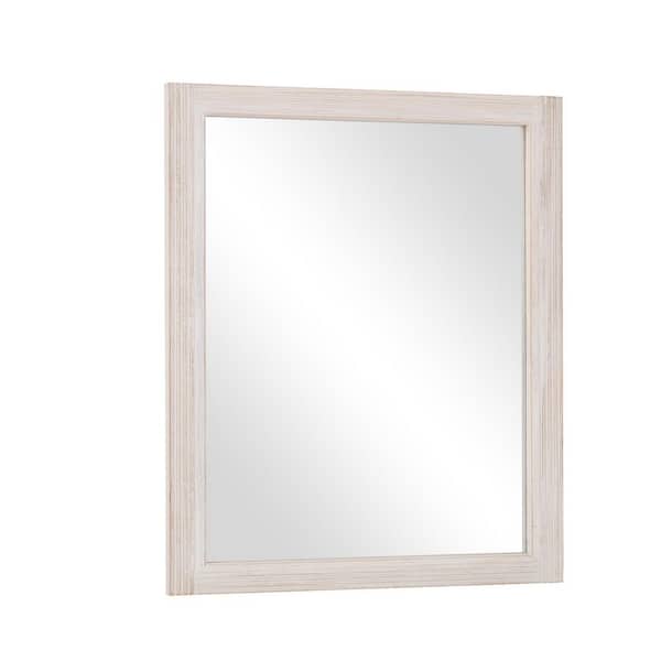 White 30 in. W x 40 in. H Rectangle Wood Framed Wall Mirror Vanity Mirror