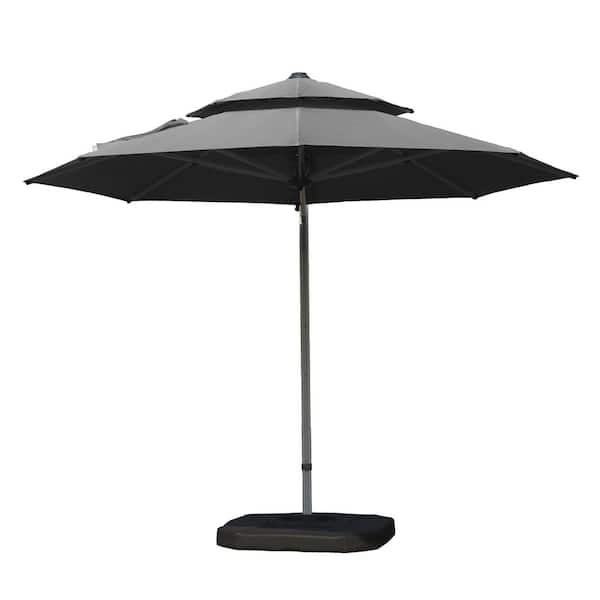 10 ft. Round Cantilever Patio Umbrella with Center Pole in Gray
