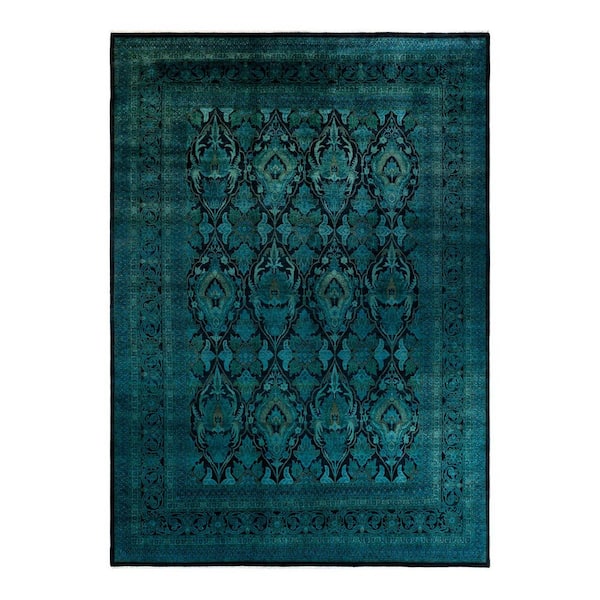 Overdyed Green 10 ft. 1 in. x 14 ft. 1 in. Wool Indoor Area Rug