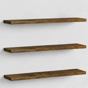 35.4 in. W x 7.8 in. D Rustic Brown Floating Shelves Set of 3, Wood Floating Decorative Wall Shelf for Kitchen Office