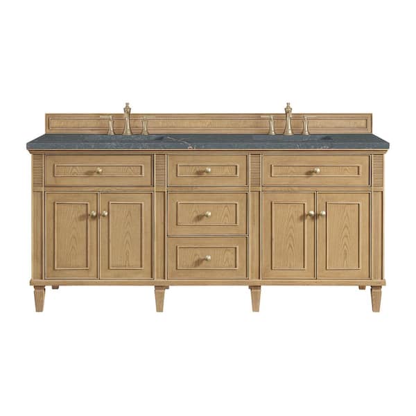 James Martin Vanities Lorelai 72.0 in. W x 23.5 in. D x 34.06 in. H Double Bathroom Vanity in Light Natural Oak with Parisien Bleu Quartz Top