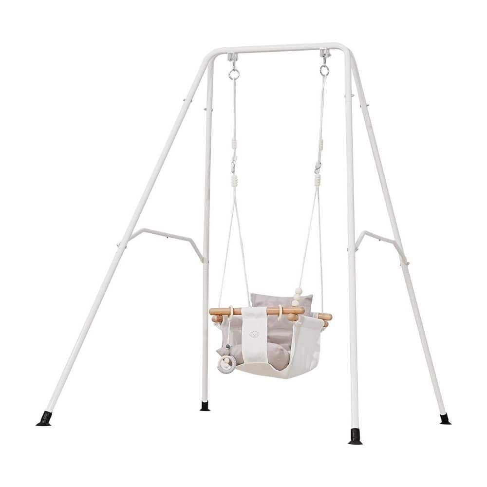 2-in-1 Gray Toddler Swing and Jumper with Foldable Metal Frame, Soft Cushion, Durable Ropes, Easy Setup, Swing Set price history on PriceWatchPro