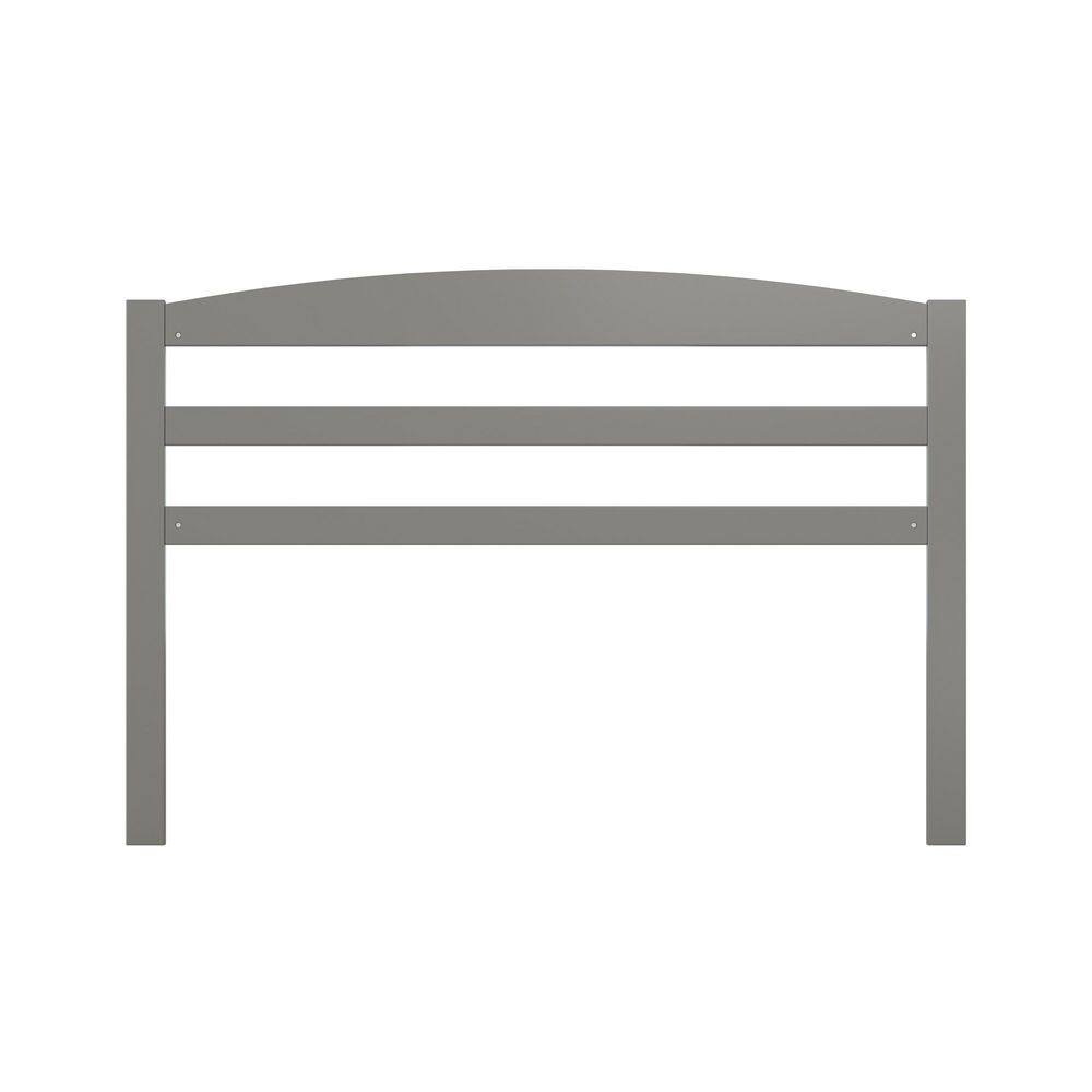 Gray Queen Size Solid Wood Slatted Headboard with Charging Station