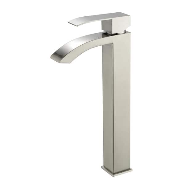 Unbranded Single Handle Single Hole Waterfall Spout Bathroom Faucet in Brushed Nickel
