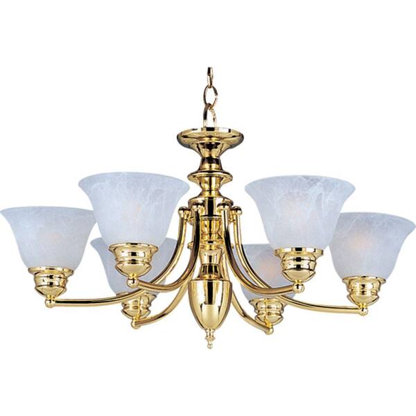 Oriax 6-Light Polished Brass Chandelier with Marble Glass Shade-DISCONTINUED