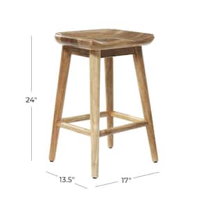 24 in. Brown Mango Wood Contemporary Counter Stool