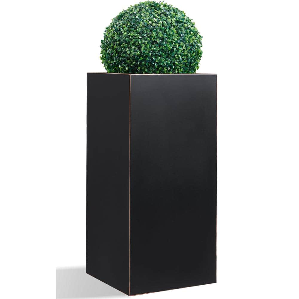 EDYO LIVING Metal Box Square Planter in Black HCMP004-BLK - The Home Depot