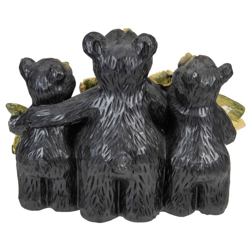 10" Black Bear Family Trio Welcome Sign Resin Statue