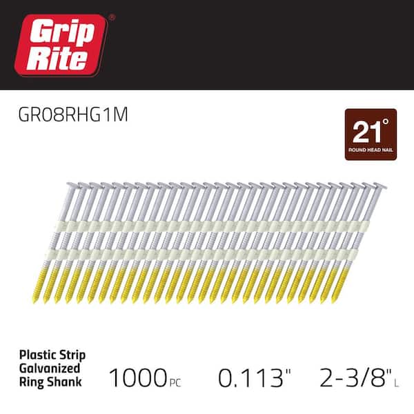 21° 3 in. Galvanized Framing Nails, Ring Shank, 1,000 Pc. 21° 3 in. Galvanized Framing Nails, Ring Shank, 1,000 Pc.
