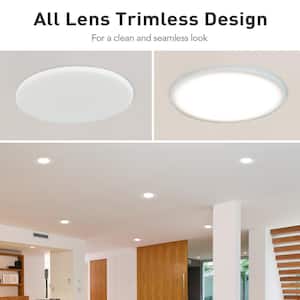 Infiniedge Integrated LED 6 in Round Adj Color Temp Canless Recessed Light for Kitchen Bath Living rooms, White