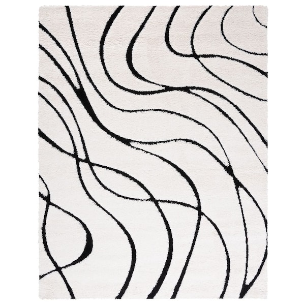 Florida 9 ft. x 12 ft. Ivory/Black Abstract Area Rug