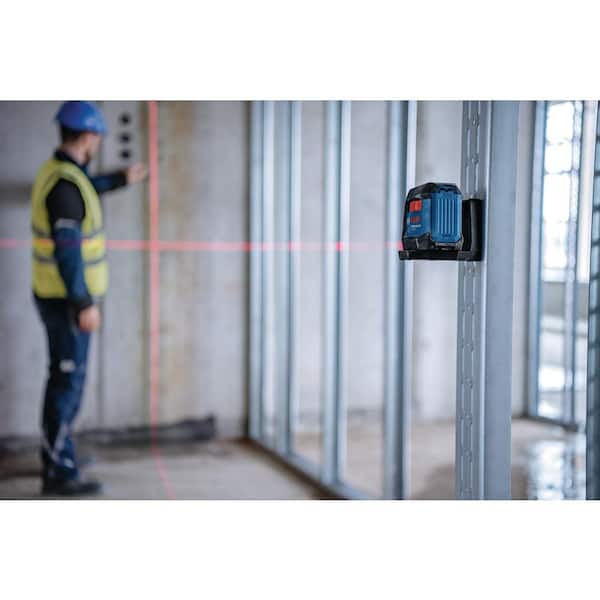 Bosch 50 ft. Dual Power Battery Red Beam Self-Leveling Cross-Line Laser Level