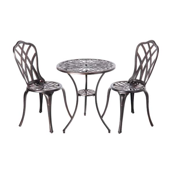 Patio Sense Theon Antique Bronze 3-Piece Aluminum Round Outdoor Bistro Set