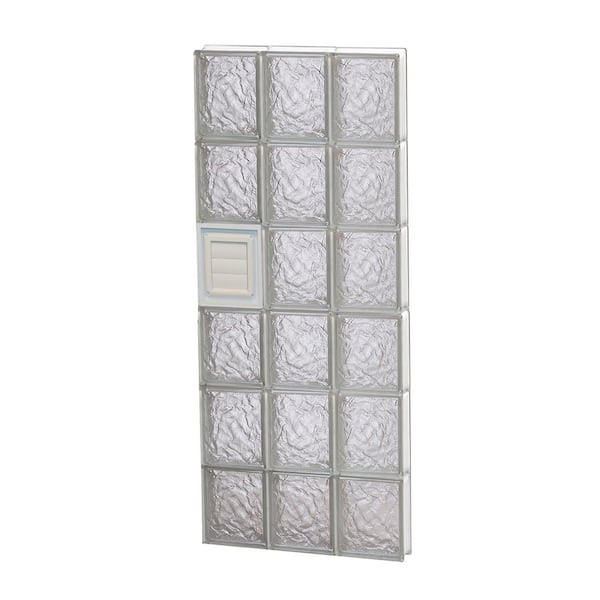Clearly Secure 17.25 in. x 46.5 in. x 3.125 in. Frameless Ice Pattern Glass Block Window with Dryer Vent