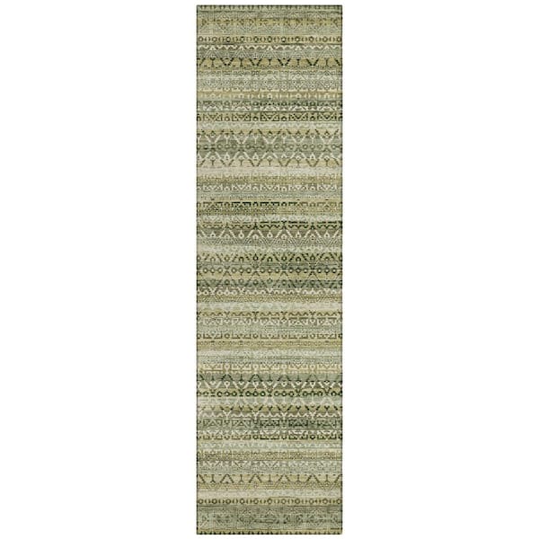 Addison Rugs Chantille Machine Washable Indoor/Outdoor Abstract ACN2101 Green 2 ft. 3 in. x 7 ft. 6 in. Runner Rug