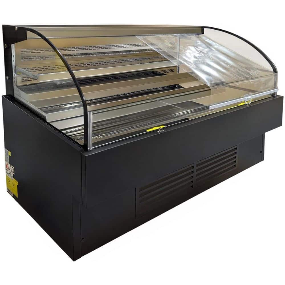 Elite Kitchen Supply 71 in. 17.4 cu. ft. Commercial Changer Open Display Refrigerated Showcase EC495B Black