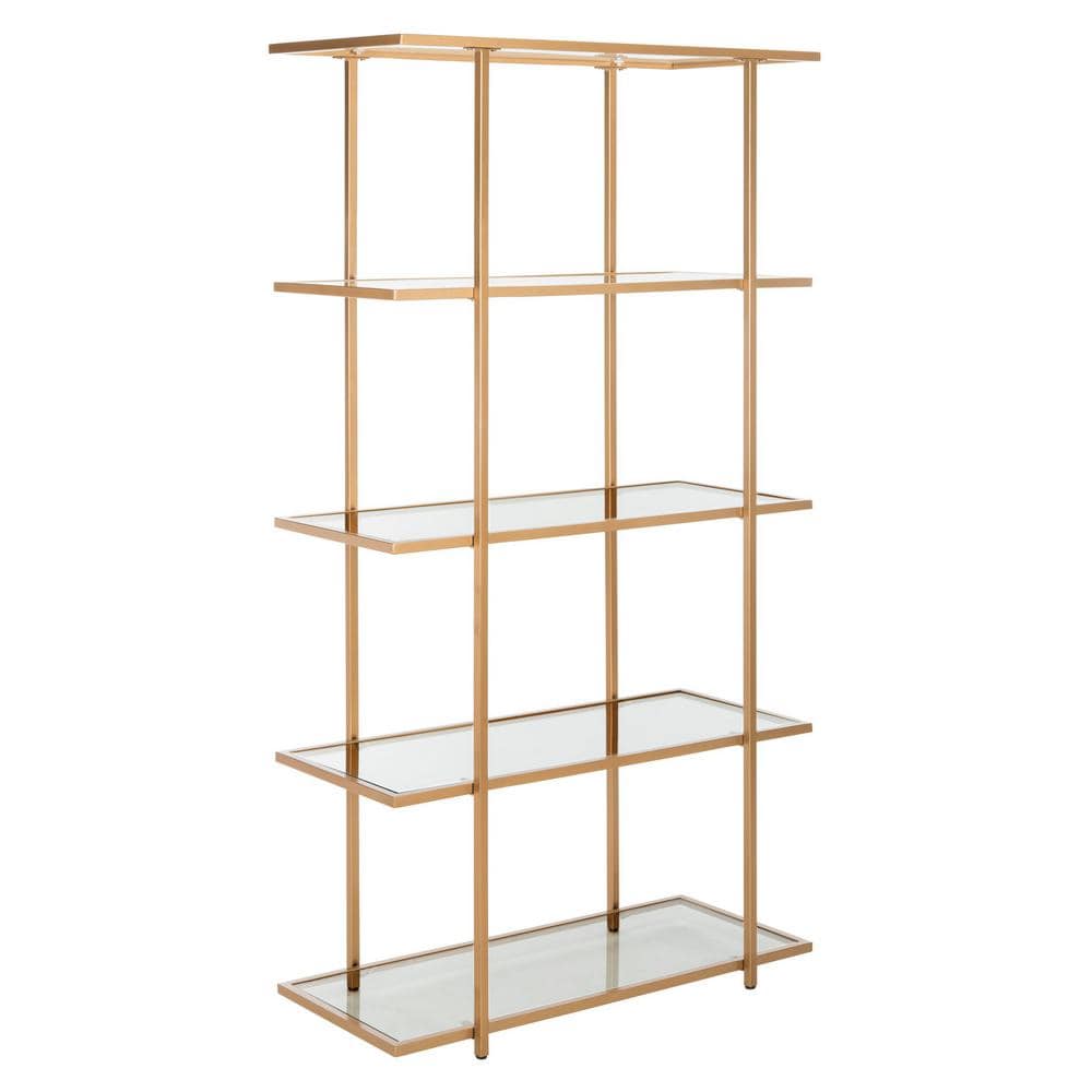 Francis 5-Tier Gold and Clear Glass Etagere