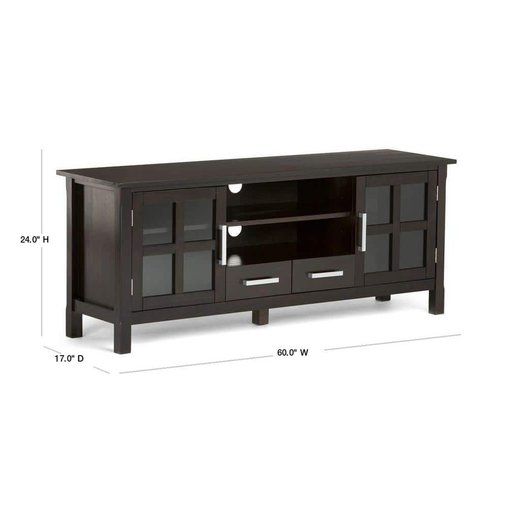 Hickory Brown 60" Solid Wood TV Media Console with Cabinets