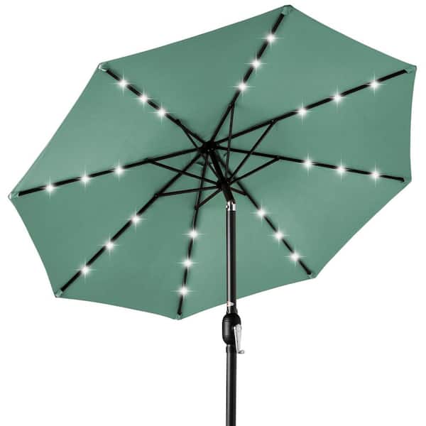 Best Choice Products 10 ft. Market Solar LED Lighted Tilt Patio Umbrella with UV-Resistant Fabric in Seaglass