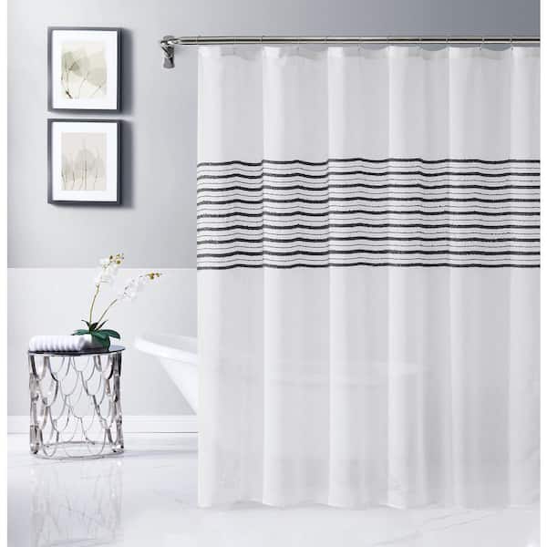 Dainty Home Daniella 72 in. W x 70 in. L Linen Look Polyester Shower Curtain in White