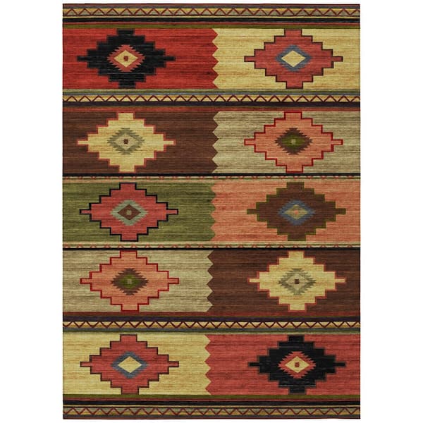 Sonora Brown 10 ft. x 14 ft. Geometric Indoor/Outdoor Area Rug