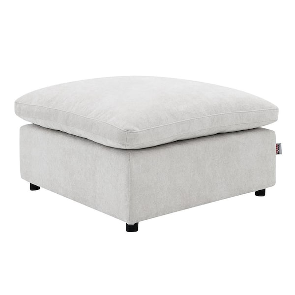 Acme Furniture Naveen Ivory Linen Square Cube Single Ottoman