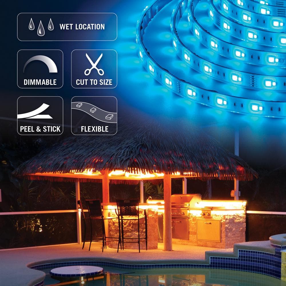 8.2 ft Multicolor Waterproof LED Tape Light for Outdoor Use