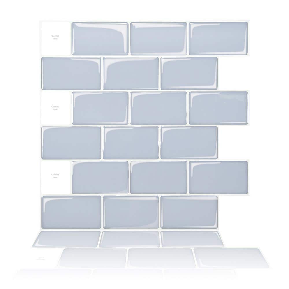 Subway Ash-Blue 12 in. x 12 in. Vinyl Peel and Stick Self-Adhesive Decorati