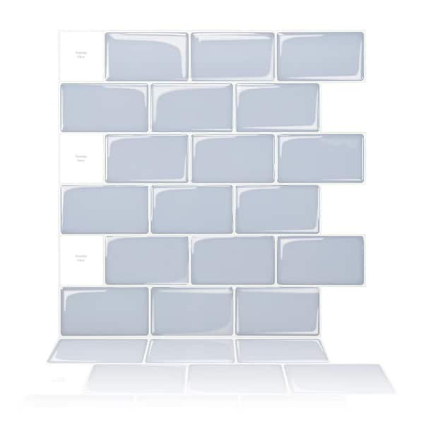 null Subway Ash-Blue 12 in. x 12 in. Vinyl Peel and Stick Self-Adhesive Decorative Wall Tile Backsplash