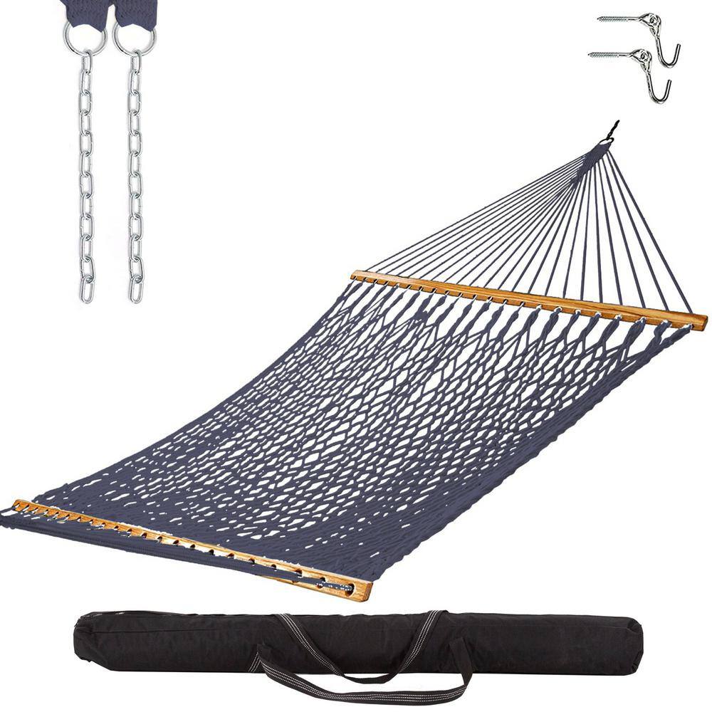Castaway 13' Navy Polyester Rope Hammock with Storage Bag PC13PNVSB The Home Depot