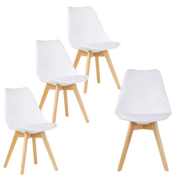 Glamour Home Balint White Cushioned Plastic Dining Chairs Set of 4