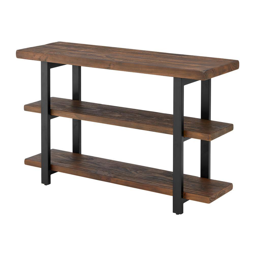 Rustic Natural 52" Wood and Metal Media Console with Storage