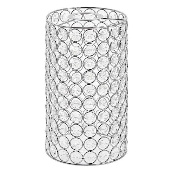 PRIVATE BRAND UNBRANDED 9.25 in. Brushed Nickel and Clear Acrylic Crystal-Look Cylinder Pendant Light Replacement Shade with 2.25 in. Uno Fitter