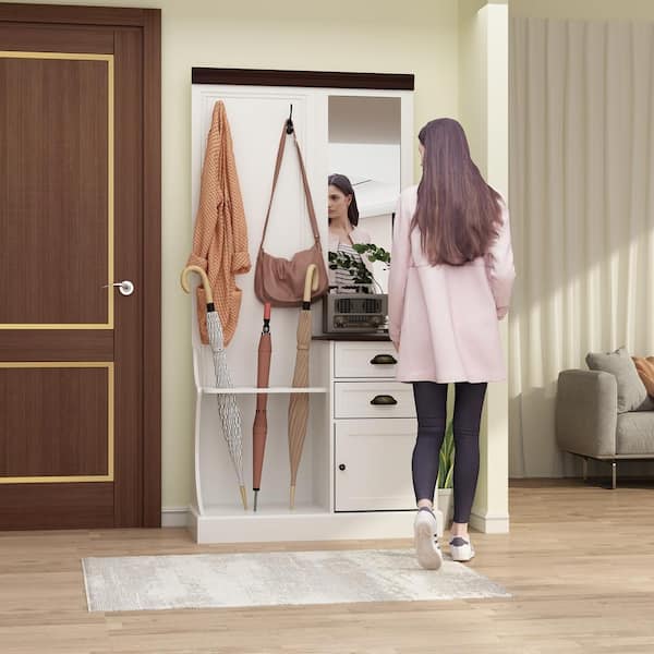 Freestanding coat stand and mirror top