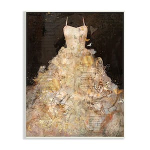 Detailed Evening Gown Dress Text Collage Butterflies by Marta Wiley Unframed Animal Art Print 19 in. x 13 in.